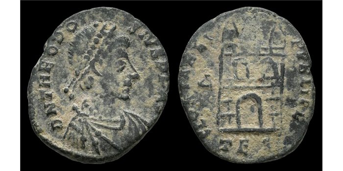 TEODOSIO  1/2 CENTENIONAL 383-388 d.c.  THESSALONICA