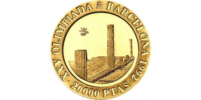 1990 - 20.000 Pesetas Barcelona 92.  Ampurias - GOLD