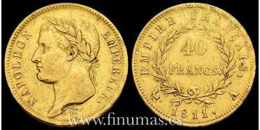 FRANCIA - K-696.1 - 40 Francos 1911 Paris. MBC- ORO