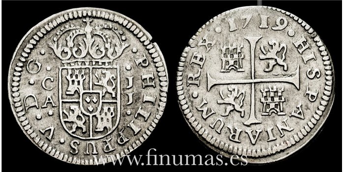 Cy07631.-  FELIPE V - 1/2 Real 1719 Cuenca JJ - MBC+