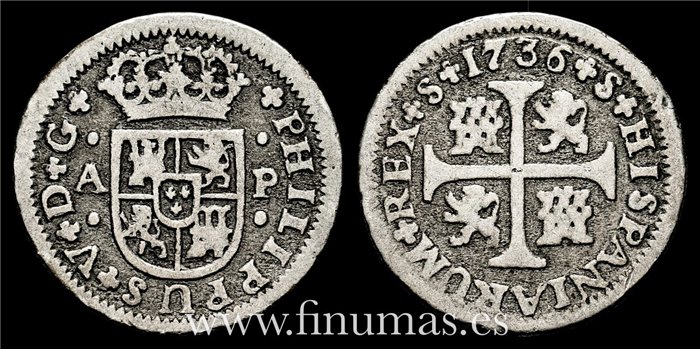 Cy07722.-  FELIPE V - 1/2 Real 1736 Sevilla AP - BC