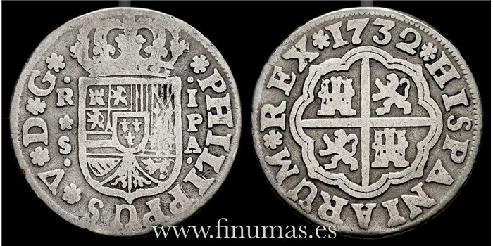 Cy07936.-  FELIPE V - 1 Real 1732 Sevilla PA - BC