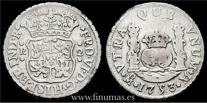 Cy09694.- FERNANDO VI - 2 Reales 1853 sobre 52 Segovia - BC