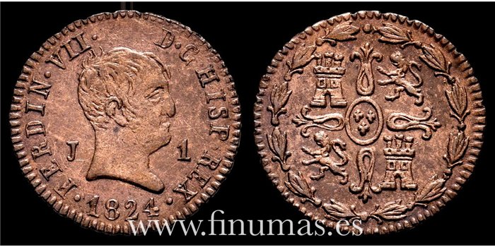 Cy13901.- FERNANDO VII -1 Maravedis 1824 Jubia - EBC