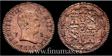 Cy13901.- FERNANDO VII -1 Maravedis 1824 Jubia - EBC