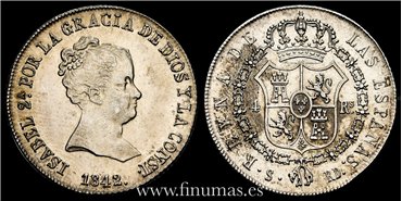 Cy16097.- ISABEL II - 4 Reales 1842 Sevilla RD - SC