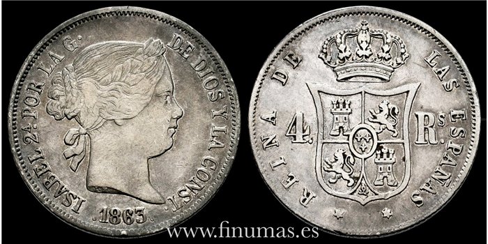 Cy16153.- ISABEL II - 4 Reales 1863 Madrid - MBC