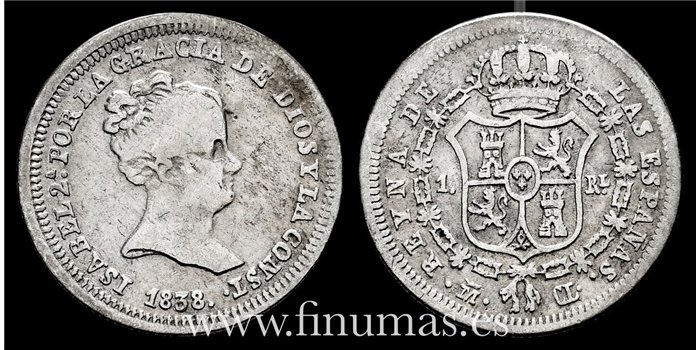 Cy15893.- ISABEL II - 1 Real 1838 Madrid CL - RC