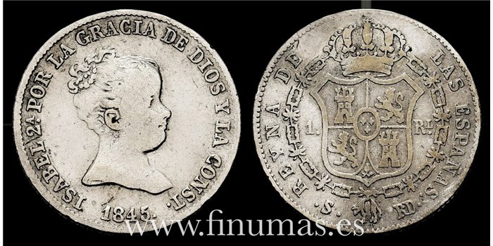 Cy15903.- ISABEL II - 1 Real 1845 Sevilla RD - BC