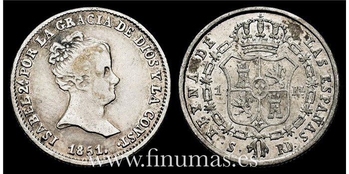Cy15909.- ISABEL II - 1 Real 1851 Sevilla RD - BC+