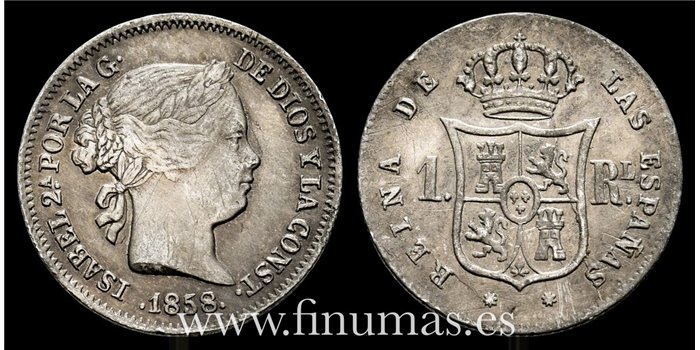 Cy15931.- ISABEL II - 1 Real 1858 sobre 57 Barcelona - MBC