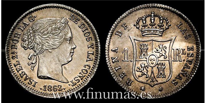 Cy15950.- ISABEL II - 1 Real 1862 Madrid - SC
