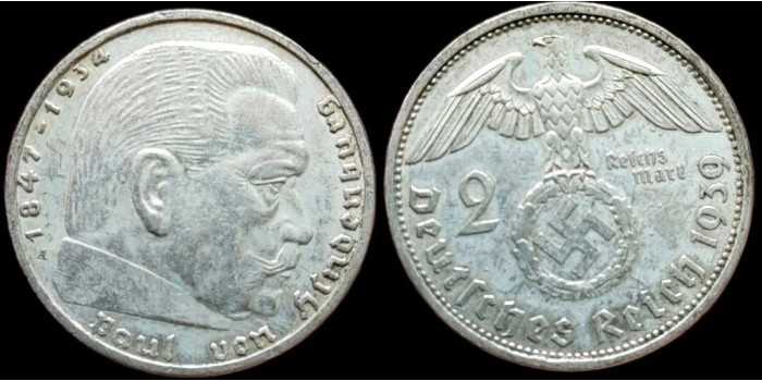 ALEMANIA - III REICH - K-093 - 2 R.Marcos 1938 G -MBC+ plata