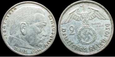 ALEMANIA - III REICH - K-093 - 2 R.Marcos 1938 G -MBC+ plata