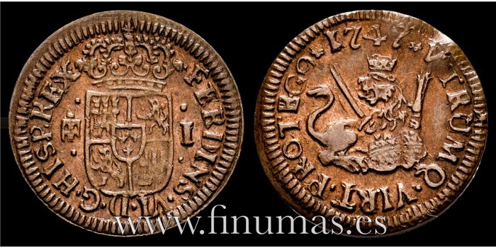 Cy09445.- FERNANDO VI - 1 Maravedi 1747 Segovia - MBC