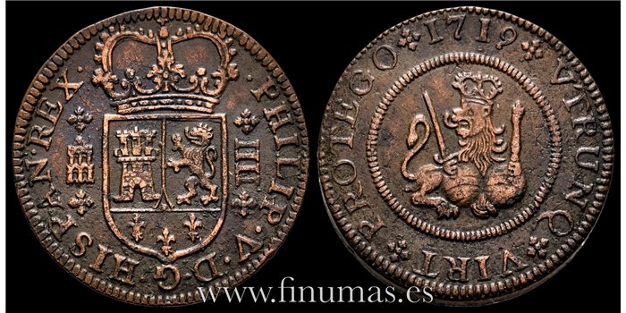 Cy07557.-  FELIPE V - 4 Maravedís 1719 Segovia - MBC+