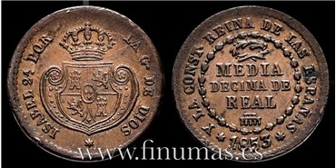 Cy15631.- ISABEL II - 1/2 Decima de real 1853 Segovia - MBC