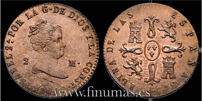 Cy15672.- ISABEL II -  2 Maravedis 1844 Segovia - EBC