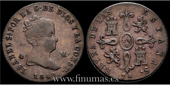 Cy15748.- ISABEL II -  4 Maravedis 1849 Jubia - MBC+