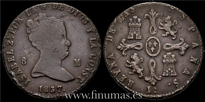 Cy15819.- ISABEL II -  8 Maravedis 1837 Jubia - BC