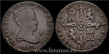 Cy15819.- ISABEL II -  8 Maravedis 1837 Jubia - BC