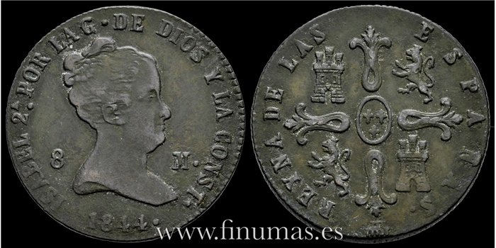 Cy15827.- ISABEL II -  8 Maravedis 1844 Segovia - MBC