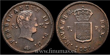 Cy13988.- FERNANDO VII -3 Maravedis 1830 Pamplona - MBC