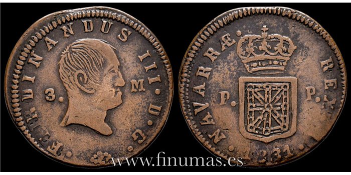 Cy13993.- FERNANDO VII -3 Maravedis 1831 Pamplona - MBC