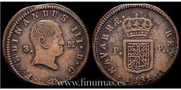 Cy13993.- FERNANDO VII -3 Maravedis 1831 Pamplona - MBC