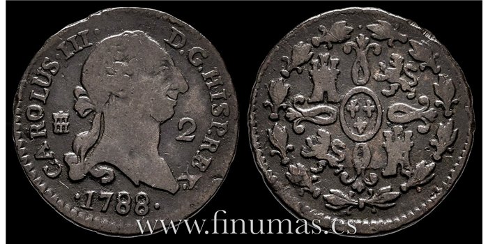 Cy10239.- CARLOS III - 2 Maravedis 1788 Segovia - BC