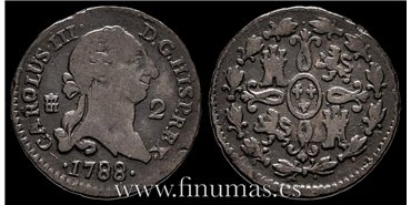 Cy10239.- CARLOS III - 2 Maravedis 1788 Segovia - BC