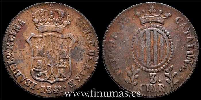 Cy15763E.- ISABEL II -  3 Cuar 1841 Cataluña  - MBC