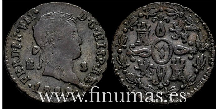 Cy13940.5- FERNANDO VII -2 Maravedis 1829 Segovia - MBC