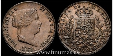 Cy15777.- ISABEL II - 25 Centimo de real 1859 Segovia - EBC-