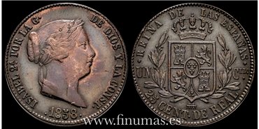 Cy15776.- ISABEL II - 25 Centimo de real 1858 Segovia - MBC+
