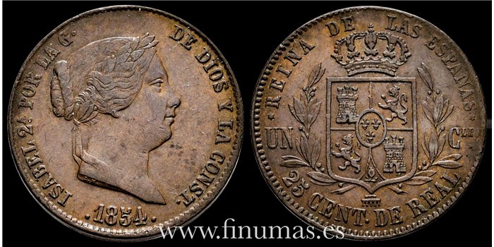 Cy15776.- ISABEL II - 25 Centimo de real 1858 Segovia - EBC