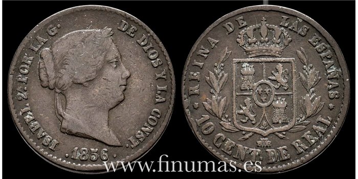 Cy15694.- ISABEL II - 10 Centimo de real 1856 Segovia - MBC-