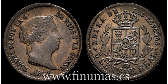 Cy15641.- ISABEL II - 5 Centimo de real 1863 Segovia - MBC+