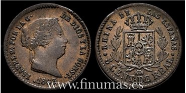Cy15641.- ISABEL II - 5 Centimo de real 1863 Segovia - MBC+