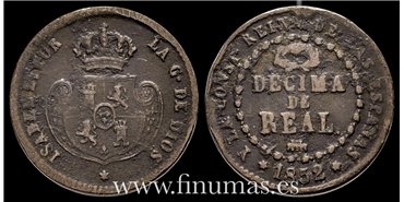 Cy15690.- ISABEL II -  Decima de real 1852 Segovia - RC