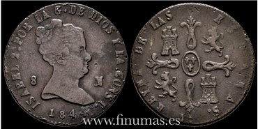 Cy15826.- ISABEL II -  8 Maravedis 1844 Jubia - MBC