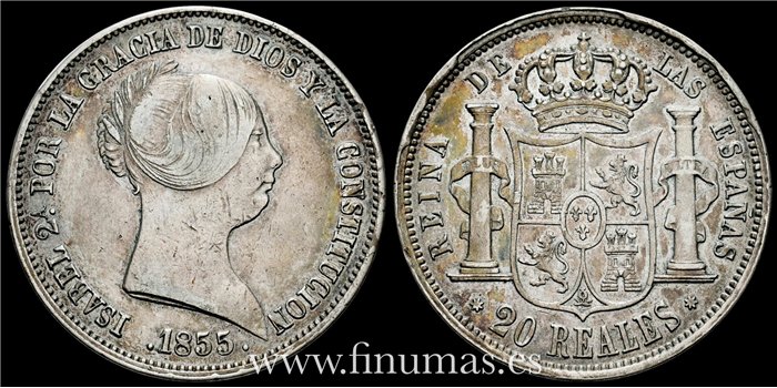 Cy16298.- ISABEL II - 20 Reales 1855 Sevilla - MBC+