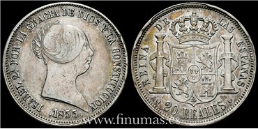 Cy16298.- ISABEL II - 20 Reales 1855 Sevilla - MBC+