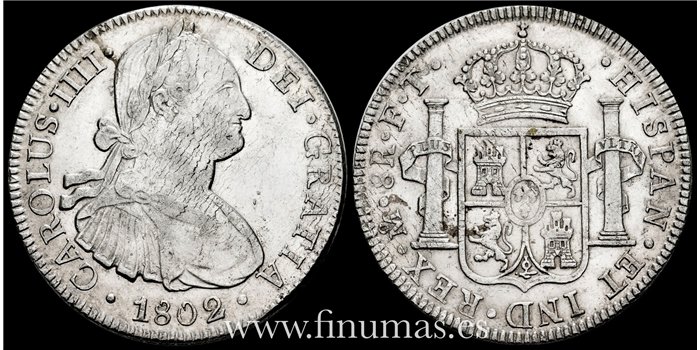 Cy13112.- CARLOS IV - 8 Reales 1802 Mexico F.T.-  MBC+/EBC