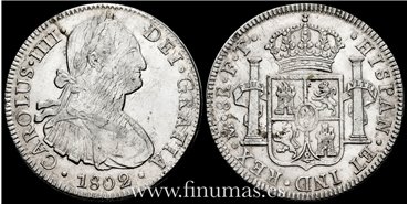 Cy13112.- CARLOS IV - 8 Reales 1802 Mexico F.T.-  MBC+/EBC