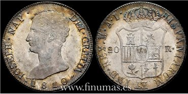 Cy13864.- JOSE NAPOLEON - 20 Reales 1810  Madrid A.I. - EBC-