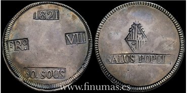 Cy15169B.- FERNANDO VII -30 Sous 1821 Mallorca - EBC