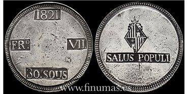 Cy15169C.- FERNANDO VII -30 Sous 1821 Mallorca - EBC-