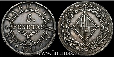 Cy13865.- JOSE NAPOLEON - 5 Pesetas 1811  Madrid A.I. - EBC-