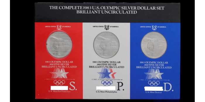 UNITED STATES - K-209 - 3 x 1 DOLLAR 1983 S, P and D. SILVER